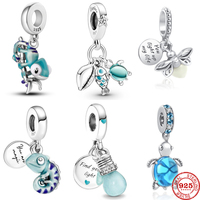 Charms Fit Pandora 925 Original Bracelets Chameleon Luminous Firefly Butterfly Silver 925 Charms Beads Fine DIY Jewelry Making