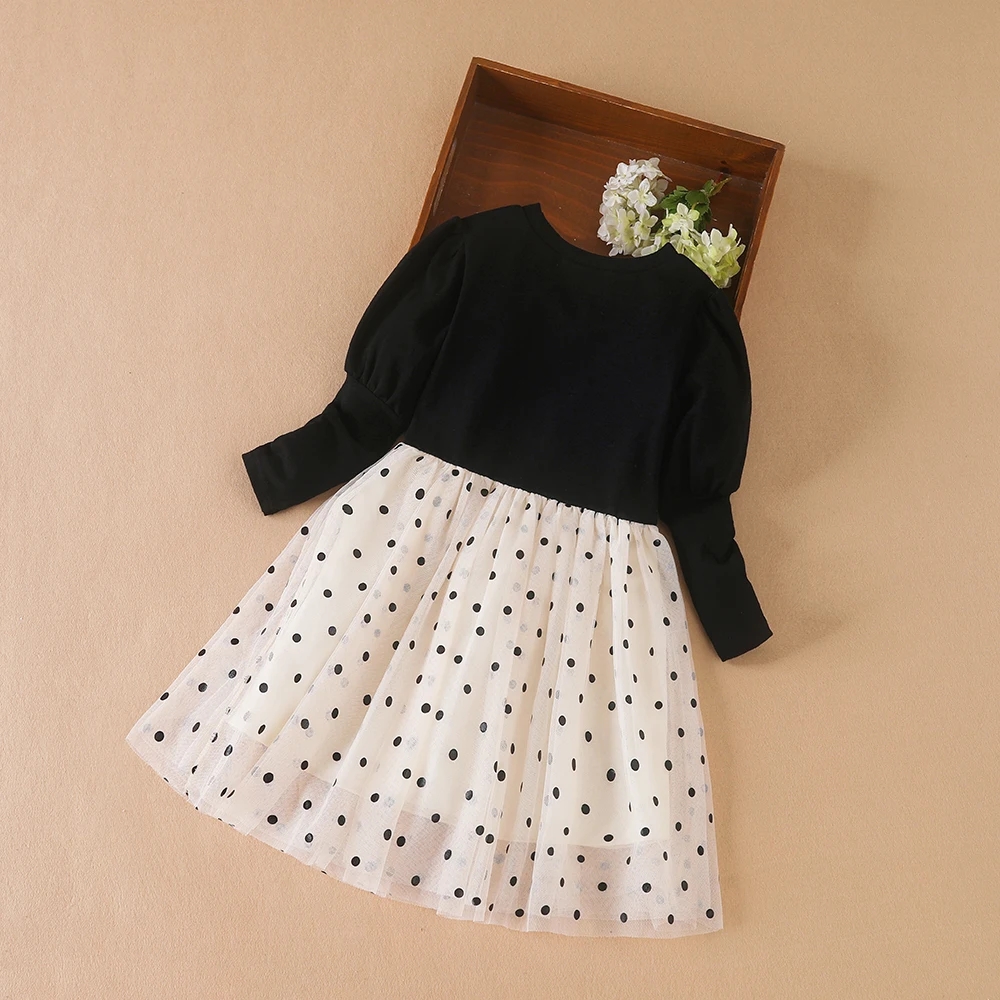 Girls Dresses 2023 Spring Autumn Bow Long Sleeves Princess Dresses Children Christmas Clothing Baby Birthday Wedding Party Dress