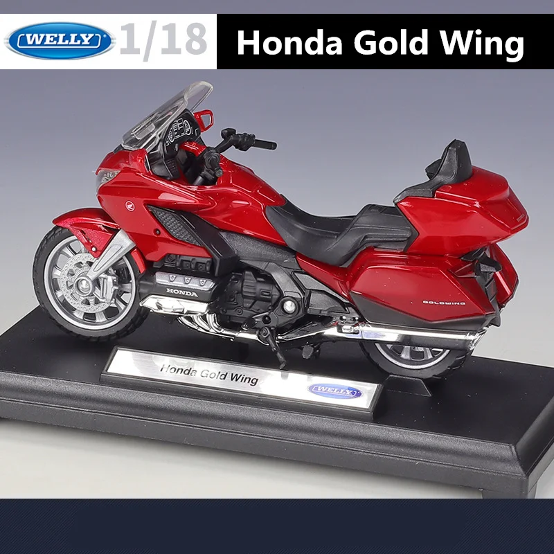 Welly 1:18 HONDA Gold Wing Touring Motorcycle Model Alloy Metal Toy Travel Racing Leisure Motorcycle Model Collection Kids Gifts