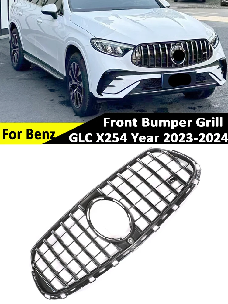 Front Panamericana GT Style Grille For Mercedes Benz GLC X254 2023 2024 Facelift AMG Executive Grille Black Chrome Auto Part