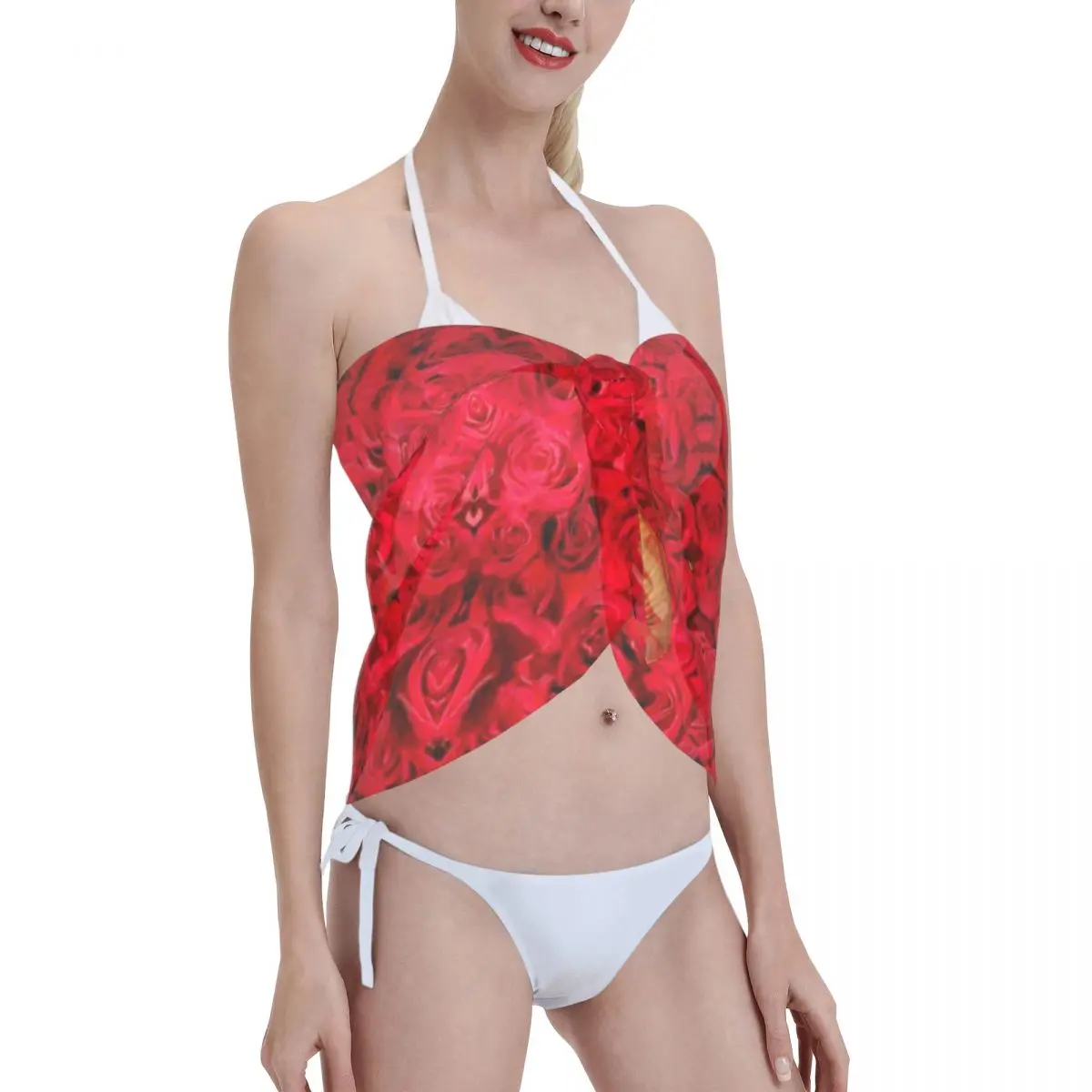 Sarongs courts personnalisés vierge marie avec fleurs pour femmes, enveloppe de plage, Bikini, Sarongs catholiques, Cover-up pour maillot de bain