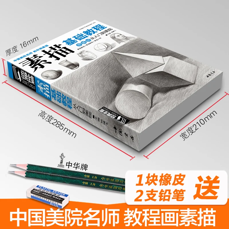 Basic Sketch Tutorial Book From Beginner to Art Academy, Chinese Drawing Textbook for New Learners, Sketch Geometry Still Life