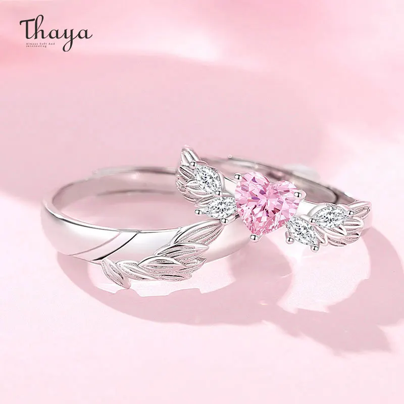 

Thaya 100% S925 Sterling Silver Women Ring for Couple Feather Design Luxury Wedding Ring for Lovers Engagement Party Jewelry