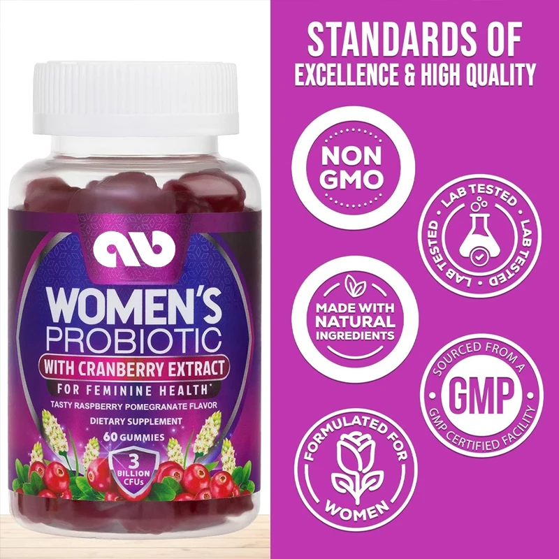 

Female probiotic gummies - Digestive health support for pH, urinary and immune support, 6 strains, non GMO-60 gummies