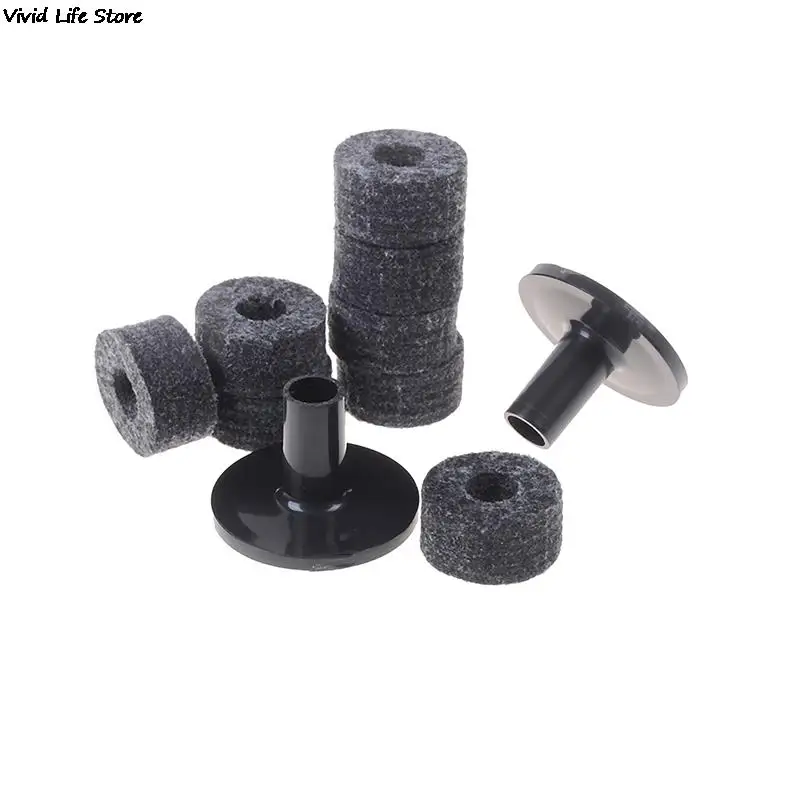 8PCS Cymbal Stand 25mm Felt Washer + 2PCS Cymbal Sleeves Replacement for Shelf Drum Kit 1 Set