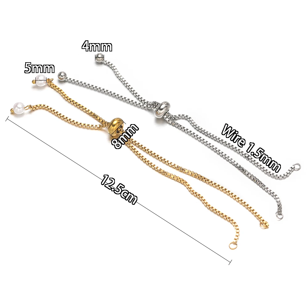 3 Stück Edelstahl-Armbandverbinder, Kastenkette, verstellbare Perlen für DIY-Schmuckherstellung, Zubehör für Armbänder und Anhänger – Detail 3