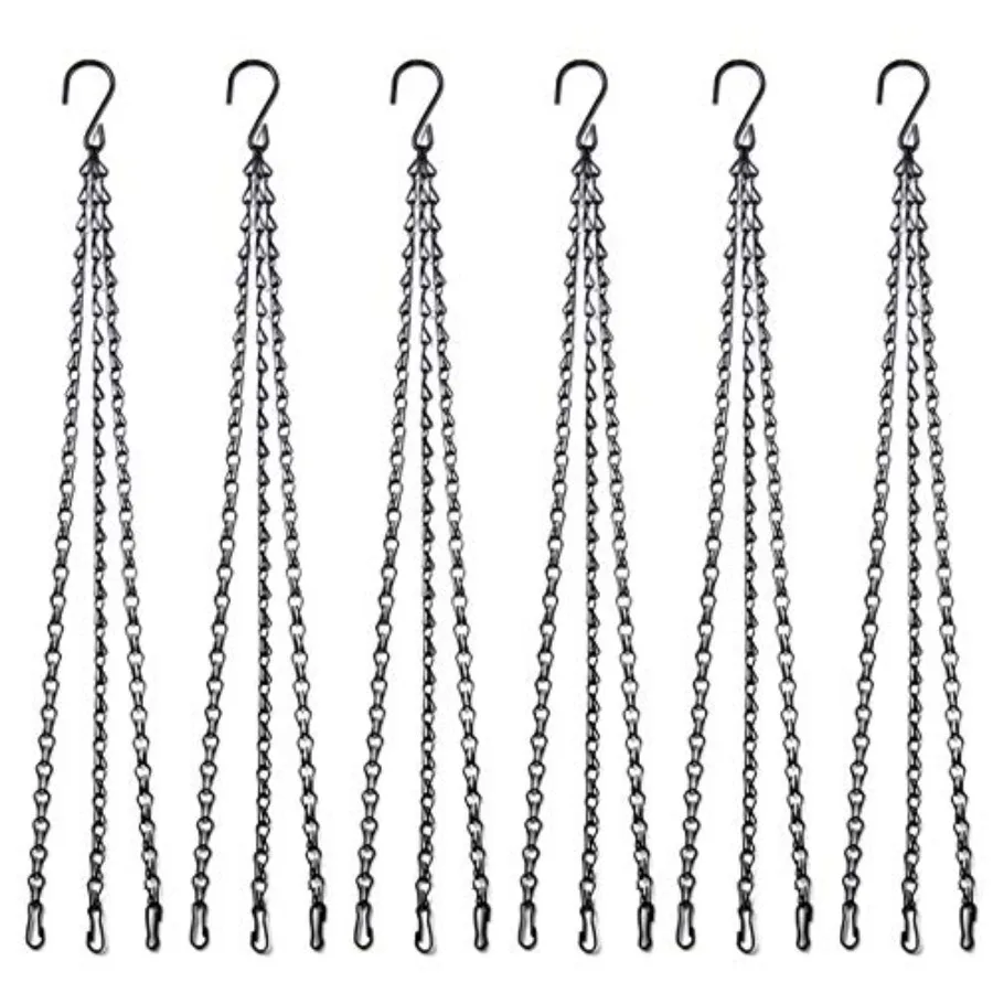 

Flower Pot Chain 24 Inch Hanging Flower Basket Galvanized Replacement Chain 3 Point Garden Plant Hanger 6pcs(Black )