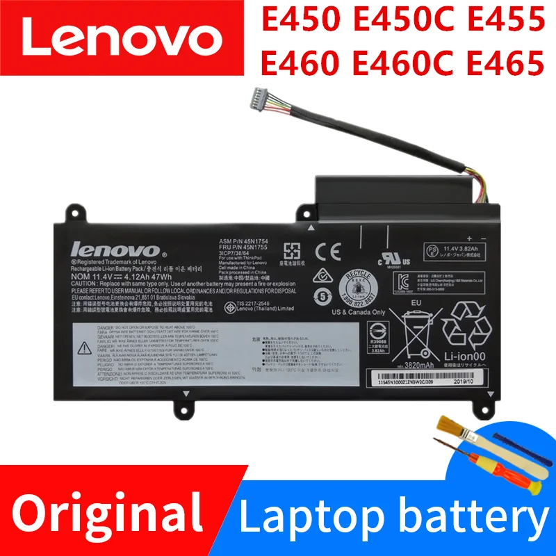 Lenovo ThinkPad E450 E450C E460C E455 E465 E465C baterai Laptop 45N1753 45N1756 45N1757 45N1754 45N1755 baru asli