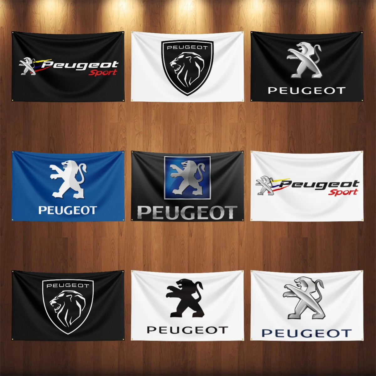 

90x150CM Peugeots Sports Racing Car Flag Banner For Car Racing Decoration Poster Tapestry Polyester Outdoor Home