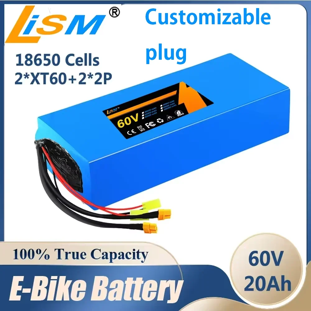 100% true capacity 60V 16S5P 20Ah Lithium ion Battery Battery 60V 1800W Battery Free delivery18650