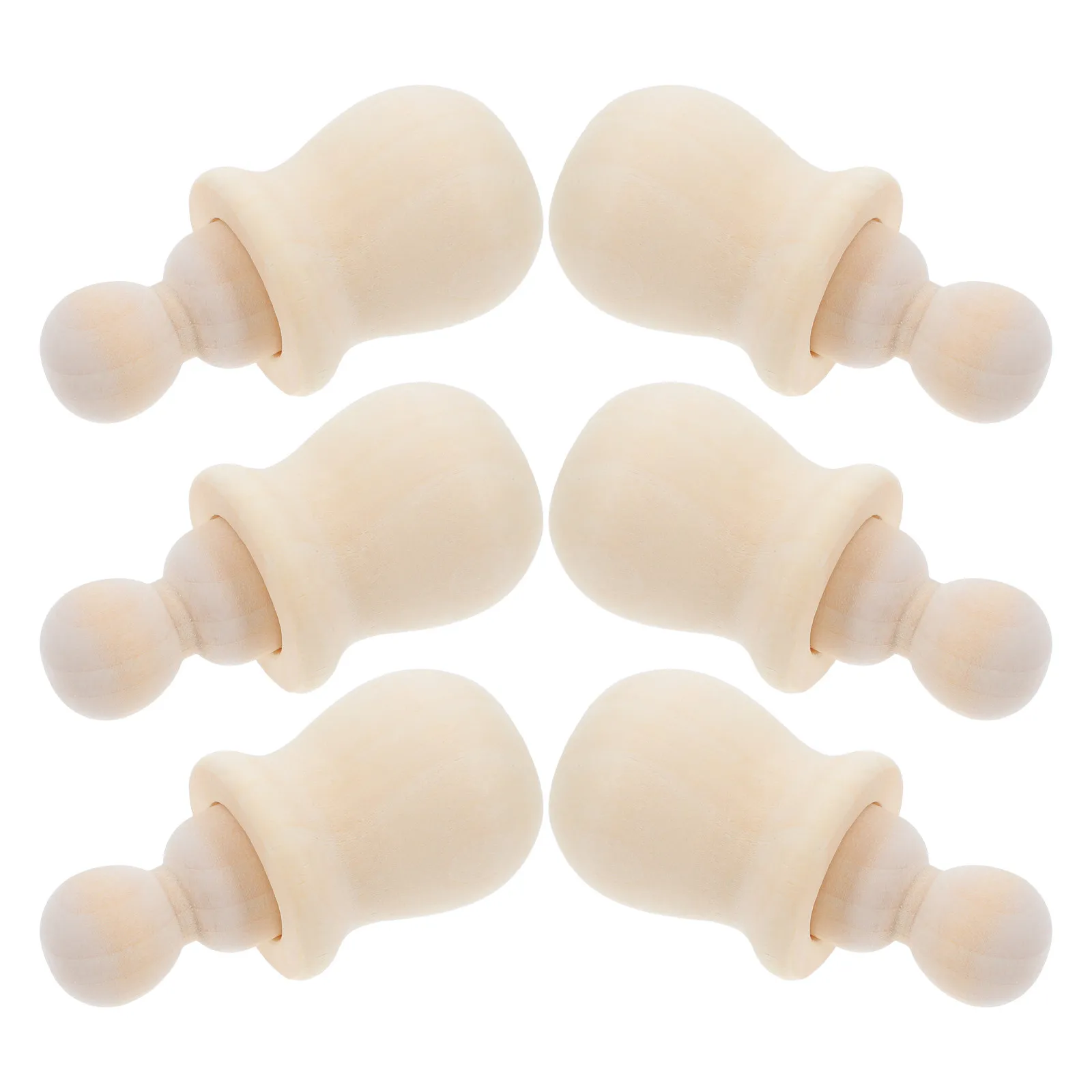 6Pcs Natural Wood Peg Unfinished Smooth Craft Figures for DIY Painting Family Bonding Home Travel Creative Projects