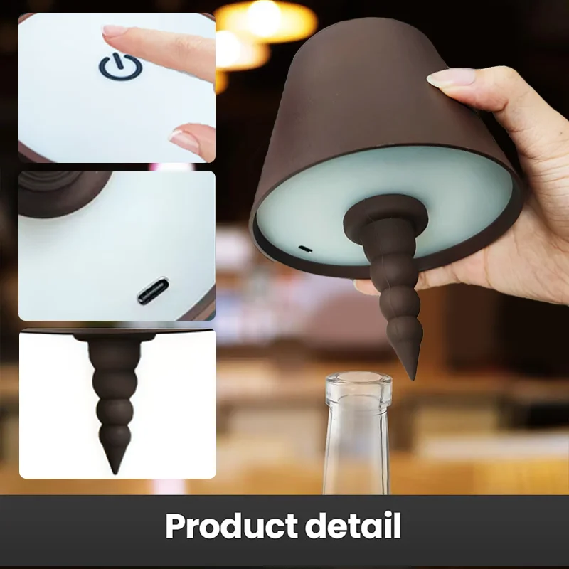 Creatieve flessenlamp LED-tafellamp lichtbron driekleurig oneindig dimmen westers restaurant bar sfeer tafellamp