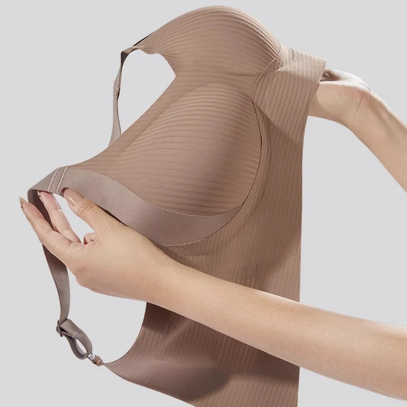 Měkká bezešvá podprsenka pro ženy, push-up spodní prádlo, nabírání na boku, bez rukávů, krásná záda - náhled 6