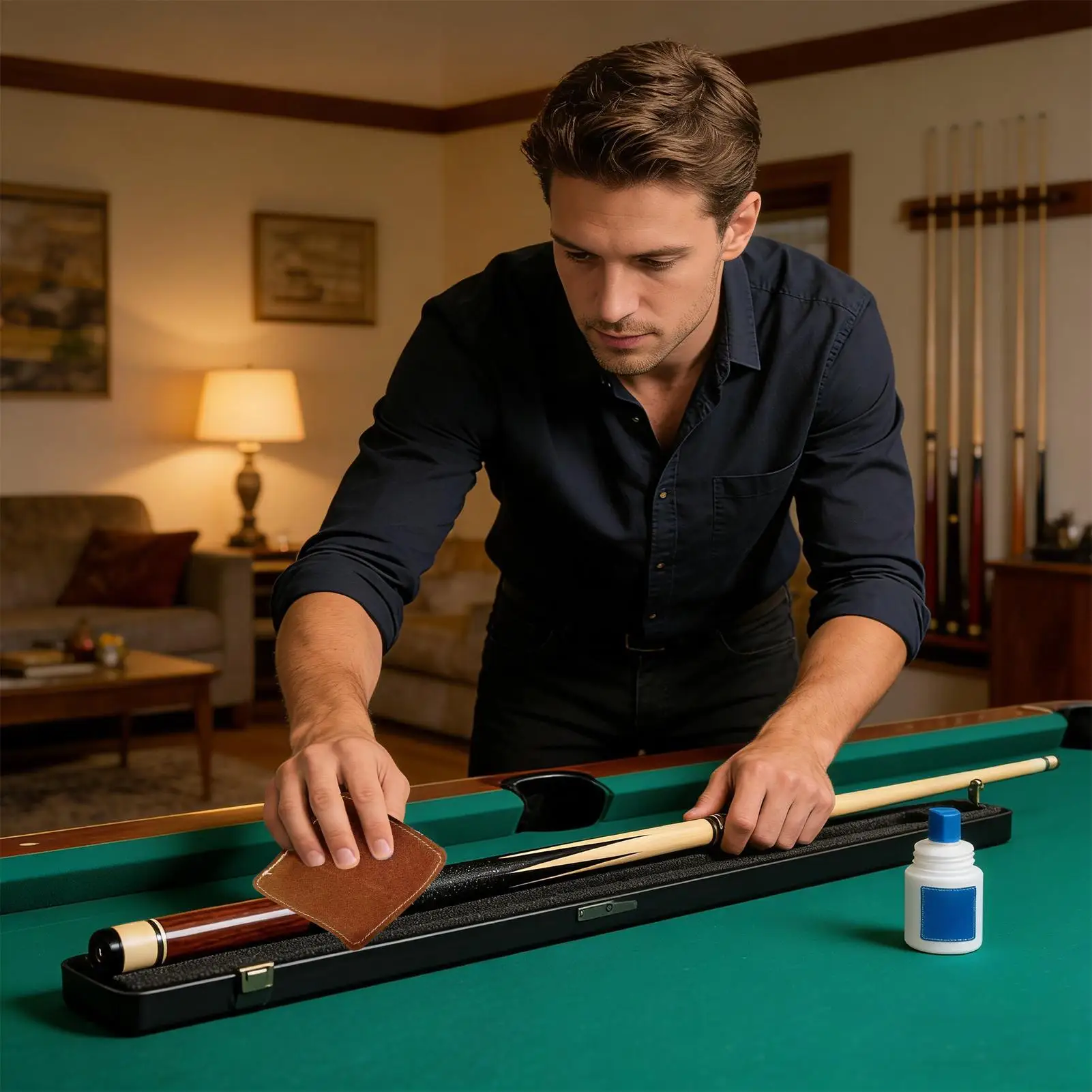 

Club Game Pool Cue Cleaner PU Leather Soft Polishing Billiard Cue Maintenance Cloth For Maintenance Players Hobbyists Home Room