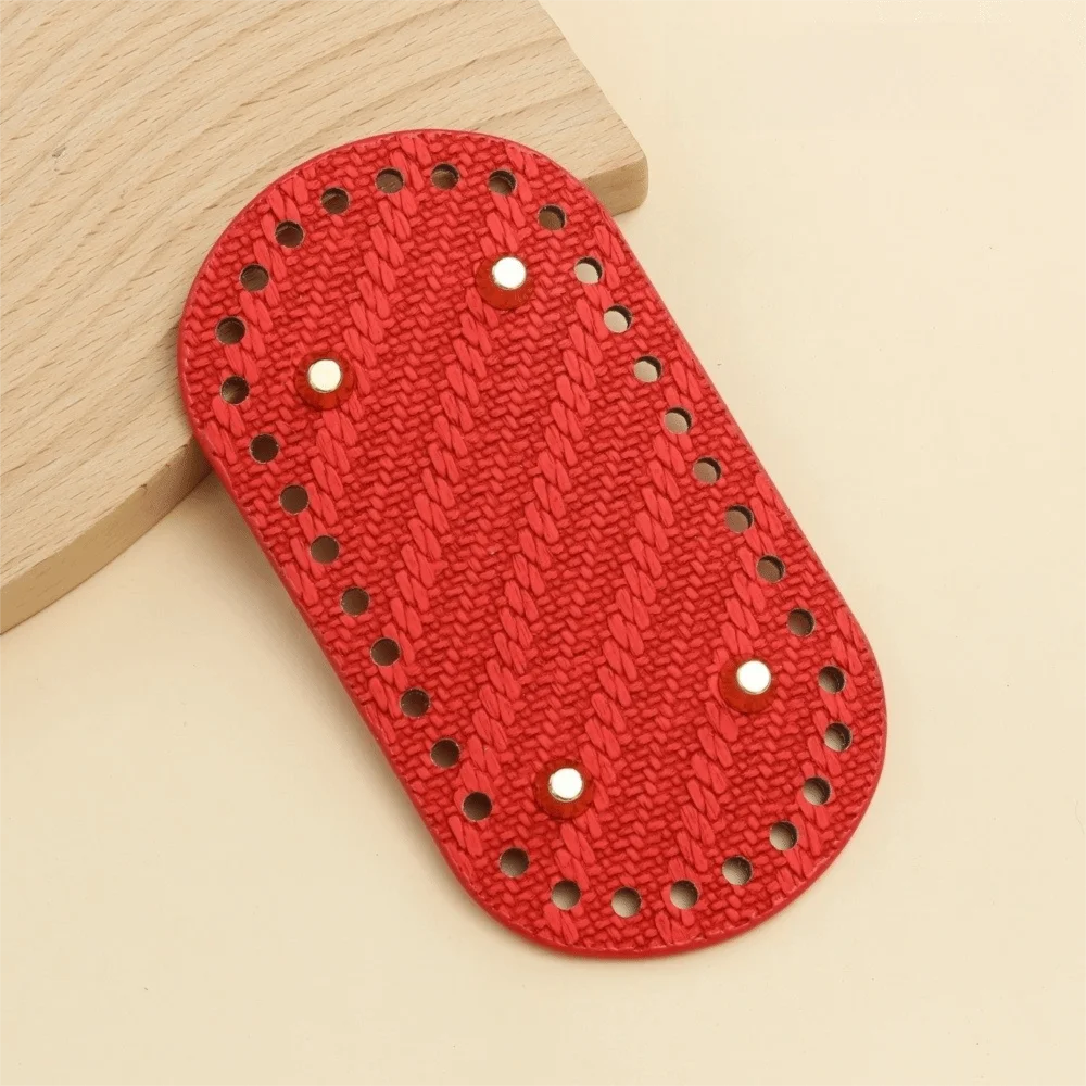 

DIY PU Leather Crochet Bag Bottom Oval Wear-Resistant Long Bag Bottom with Holes Making Bags Purse Knitted Bag Base for Women