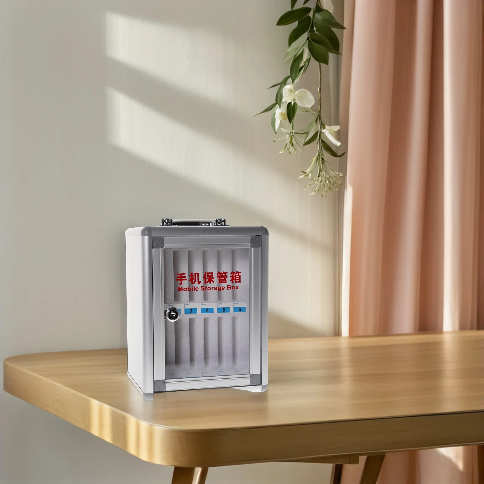 12 فتحات سبائك الألومنيوم الهاتف الخليوي خزانة مقاوم للماء مكافحة الضغط Mdf صندوق خزانة قفل أمان الحائط الهاتف المحمول #6