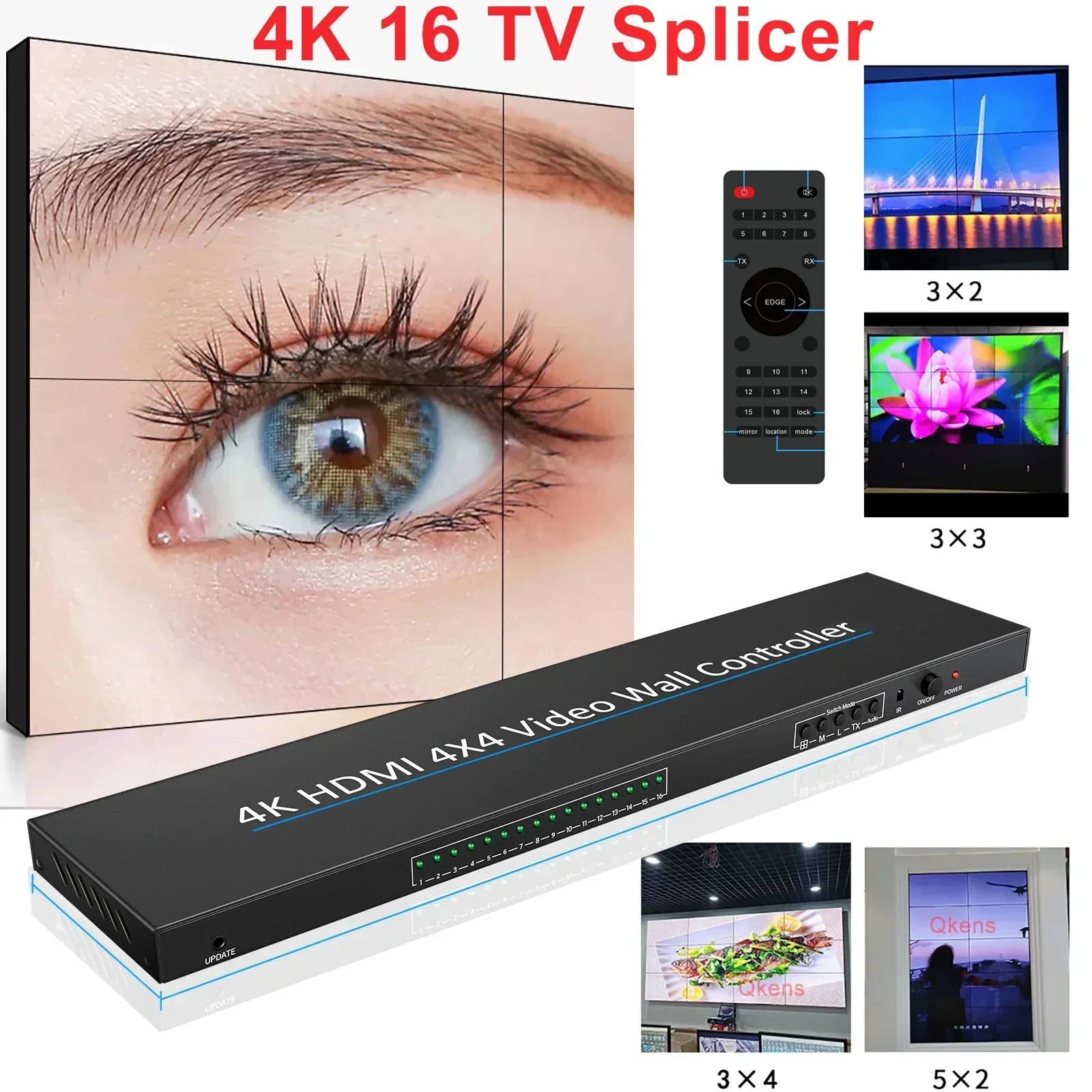 4K 4x4 HDMI وحدة تحكم الفيديو الجدارية 2 3 4 6 8 9 10 14 15 16 TV جدار فيديو الربط 2x2 3x3 3x4 2x6 3x5 HDMI وحدة تحكم جدار الفيديو