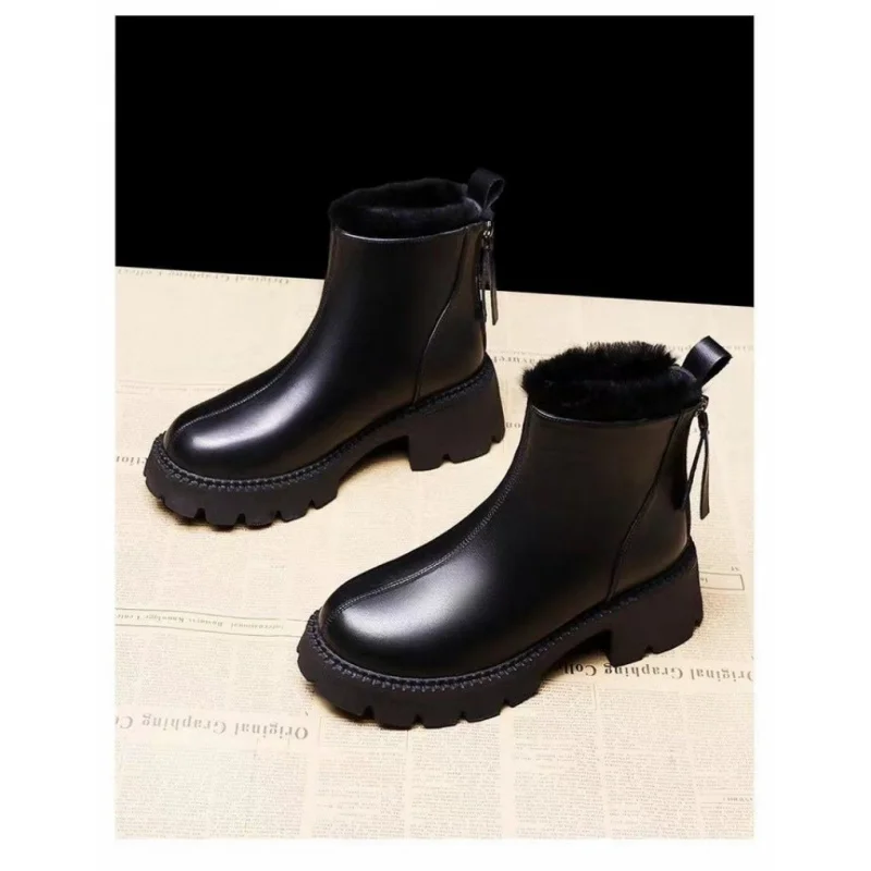 

Новинка 2023 года, зимние женские зимние ботинки, непромокаемые теплые ботильоны на плюшевой подкладке с меховой подкладкой, уличные модные короткие ботинки на толстой подошве