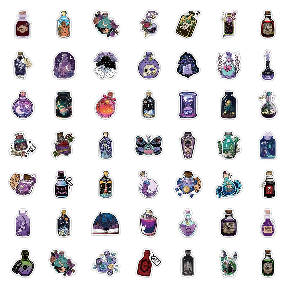 10/30/50pcs Cool Gothic Bottle Magic World Cartoon Stickers Pharmacist Decals Laptop Guitar Skateboard Phone Waterproof Sticker