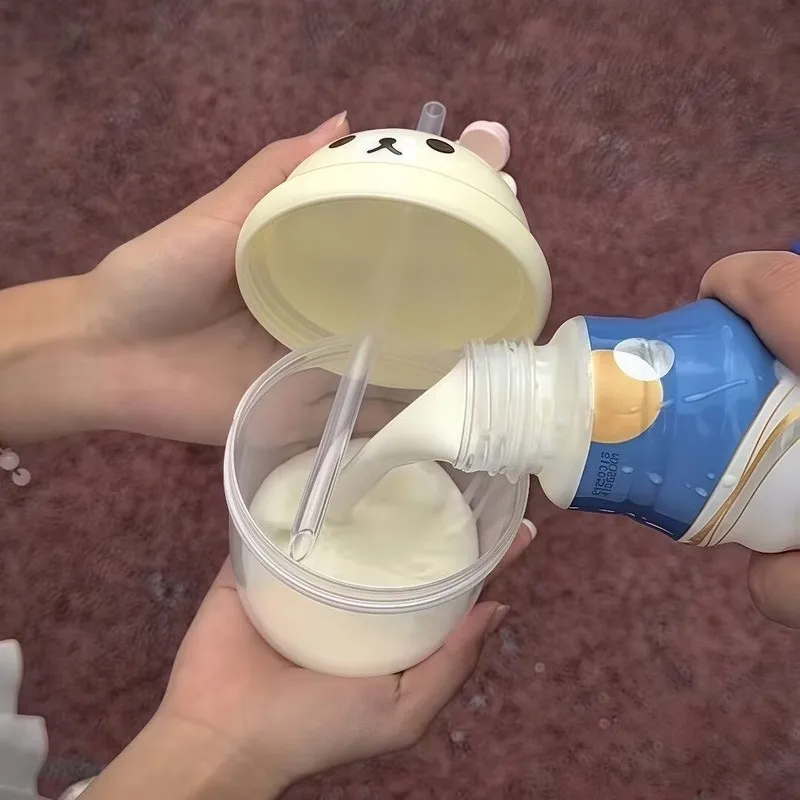 Rilakkuma Straw Cup 450ML Portable Water Cup DIY Sticker Student Summer Large Capacity Anti-Fall PPSU Milk Coffee Cup Cute Gift view 4
