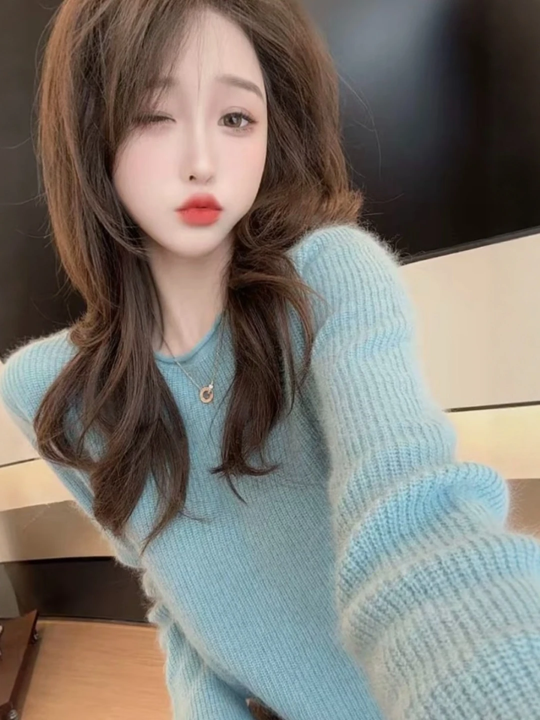 

Синий мягкий уютный круглый свитер Ne, женский свободный вязаный свитер Lazy Feelings, утягивающий повседневный топ Ci Walk, внутренняя одежда