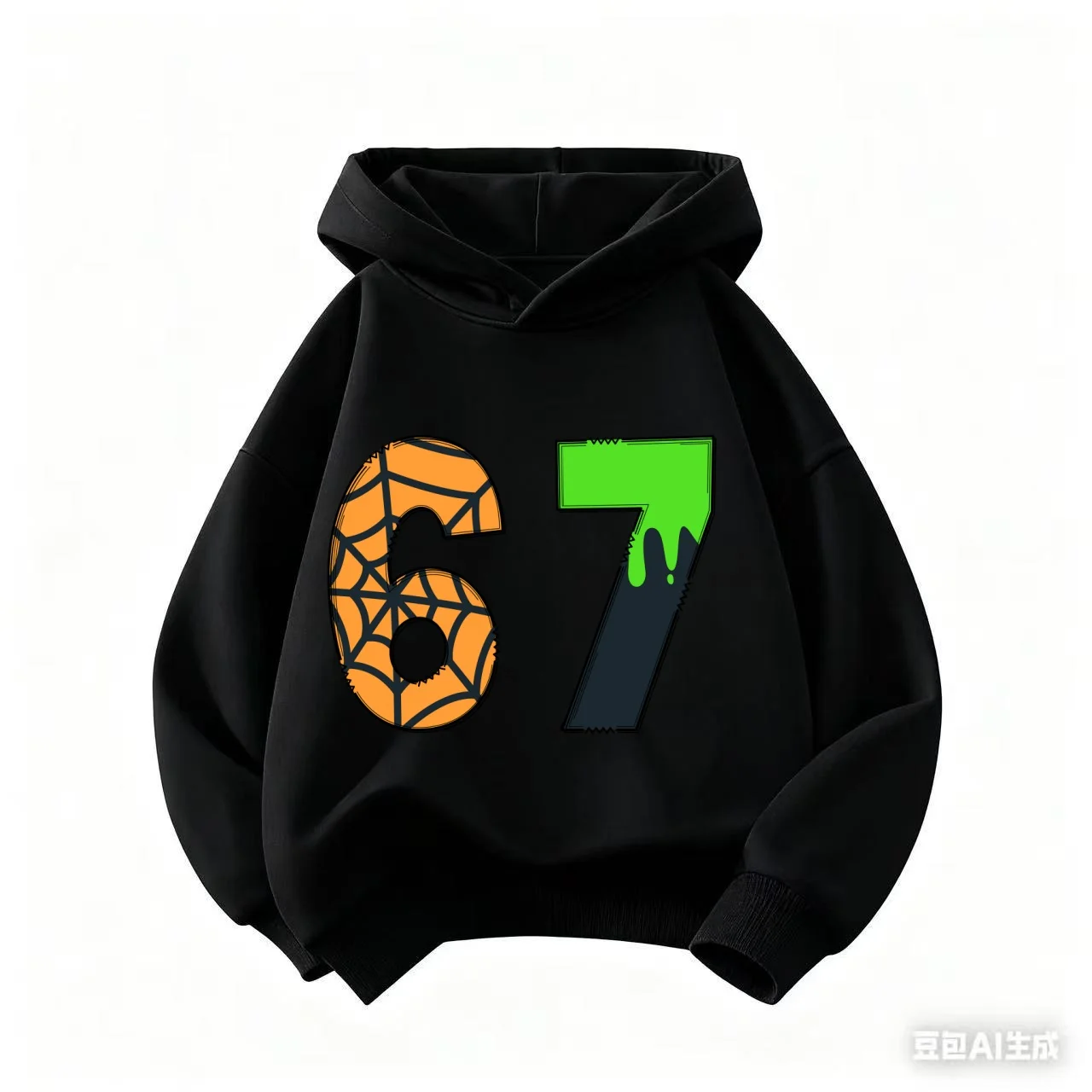 سويت شيرت بقلنسوة للأطفال مطبوع عليه متعة من Viral 67 للخريف/الشتاء، هوديي رياضي عصري ومريح