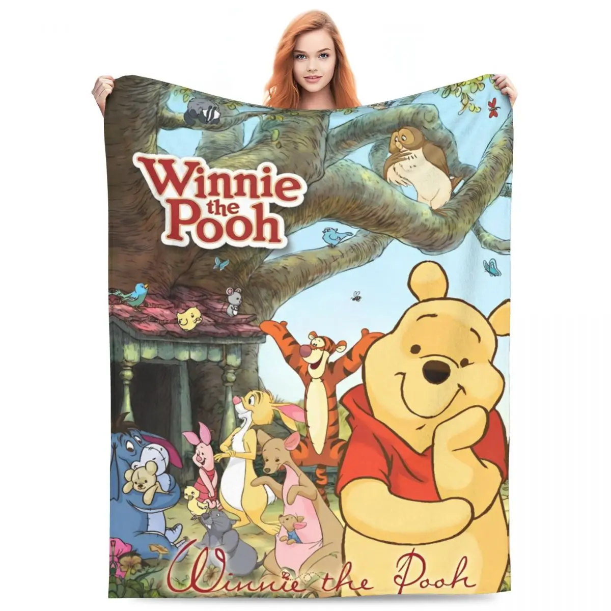 Winnie The Pooh Plush Blanket Kids Flannel Bedding Throws For Couch Chair Sofa Bed Soft Warm DIY Quality Bedspread Birthday Gift