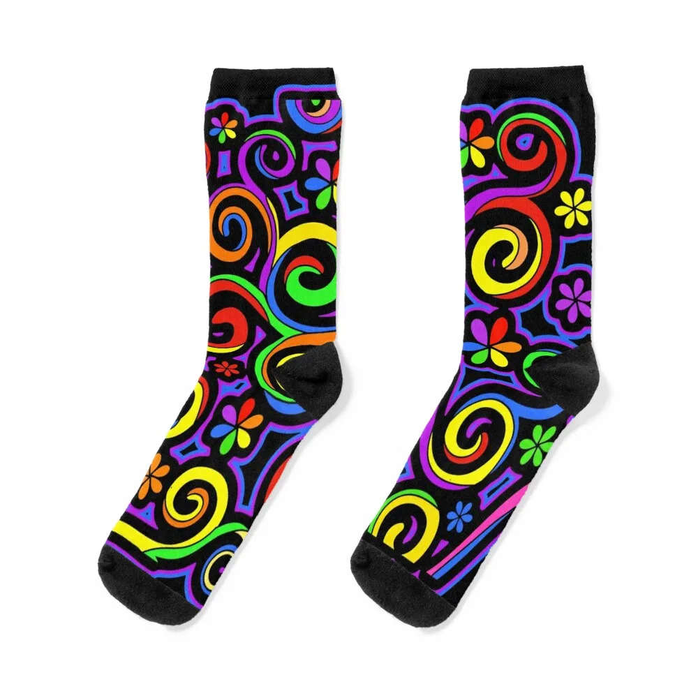 

Rainbow Colors Abstract Swirls Hippy Art Socks professional running football Run FASHION Men Socks Luxury Brand Women's