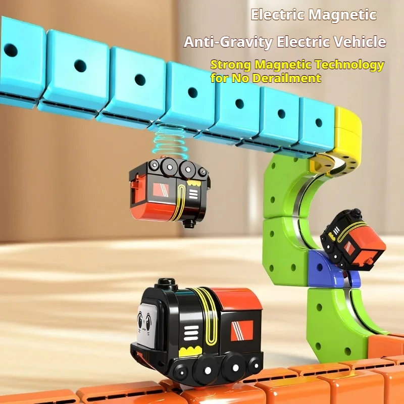 Cube Electric Rail Car Magic Anti-Gravity Magnetic Train Track Set Electric Toy Train Children'S Play Models Puzzle Diy Assembly