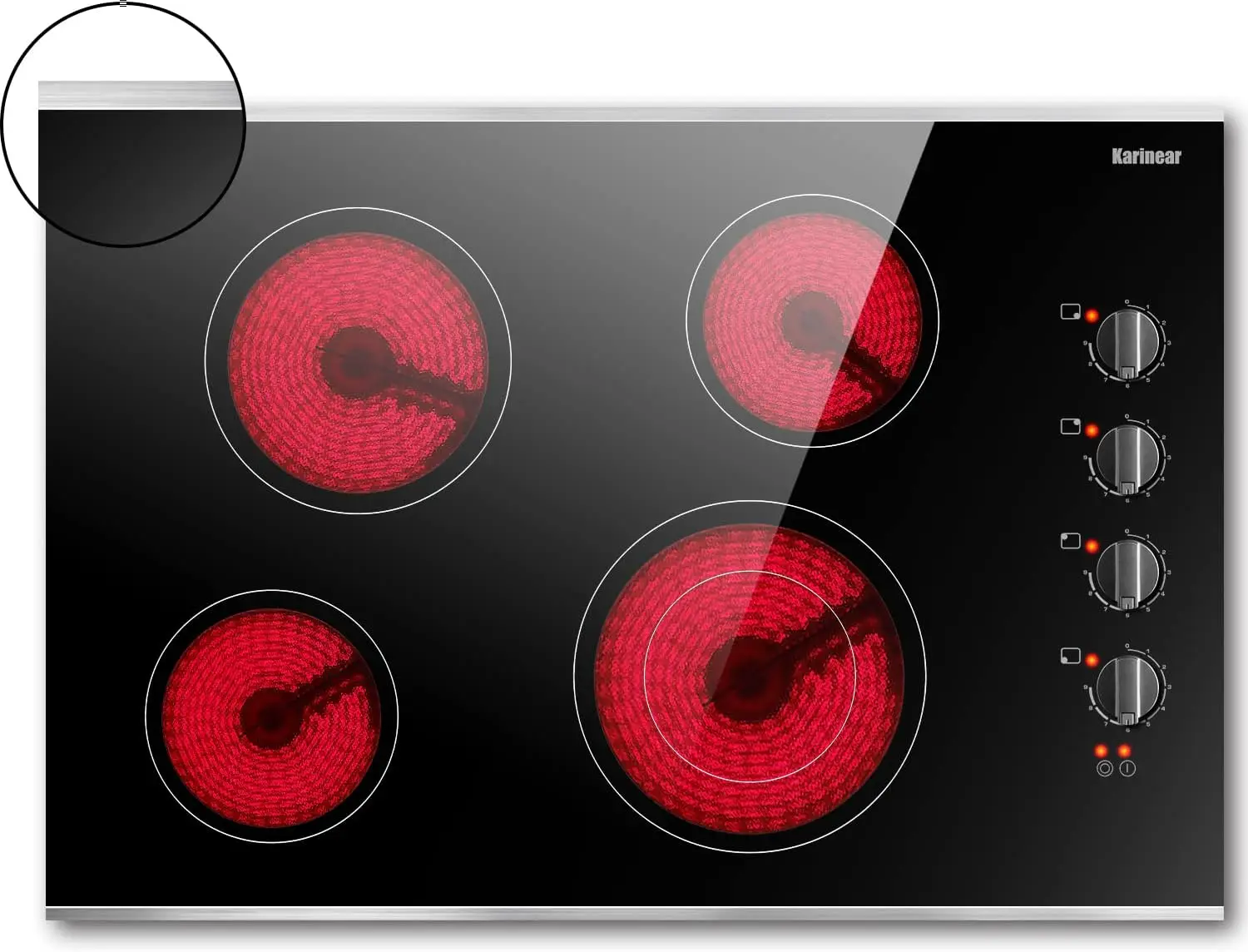 30 Inch Electric Cooktop 4 Burners, Knob Control Built-in Ceramic Cooktop, 30