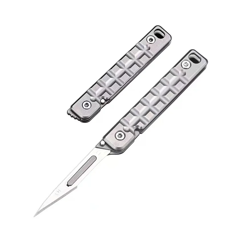 New Stainless Steel Art Knife No.11 Mini Folding Portable Keychain Sharp Express Open Box, Comes with 10 No.11 Blades as a Gift