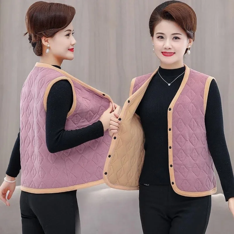 Autumn and Winter Clothes Mom Vest Cotton Waistcoat Waistcoat For Middle-Aged Elderly Women Western Style Slim 2022 New Style