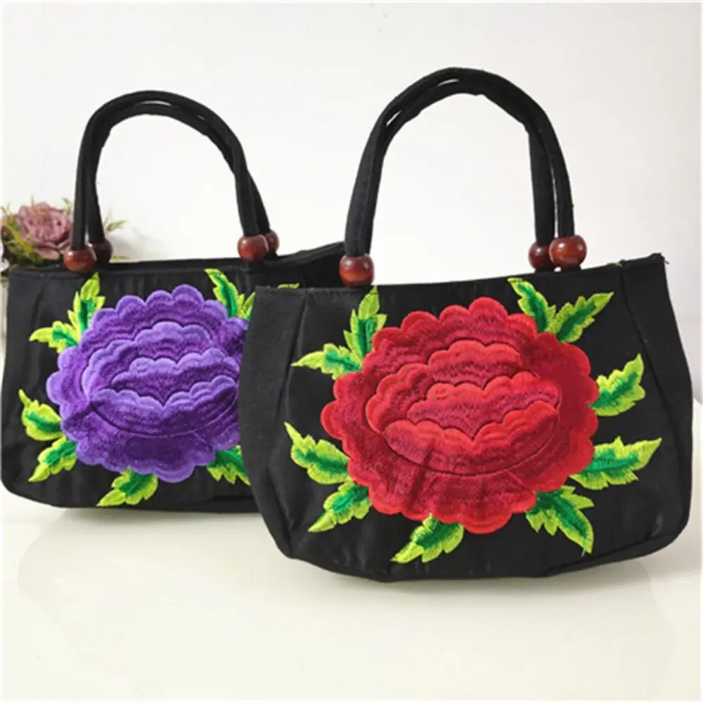 

Bird Embroidery Flower Handbag Underarm Bag Canvas Ethnic Style Tote Bag Mommy Bag Shopping Bag Rose Flower Shoulder Bag