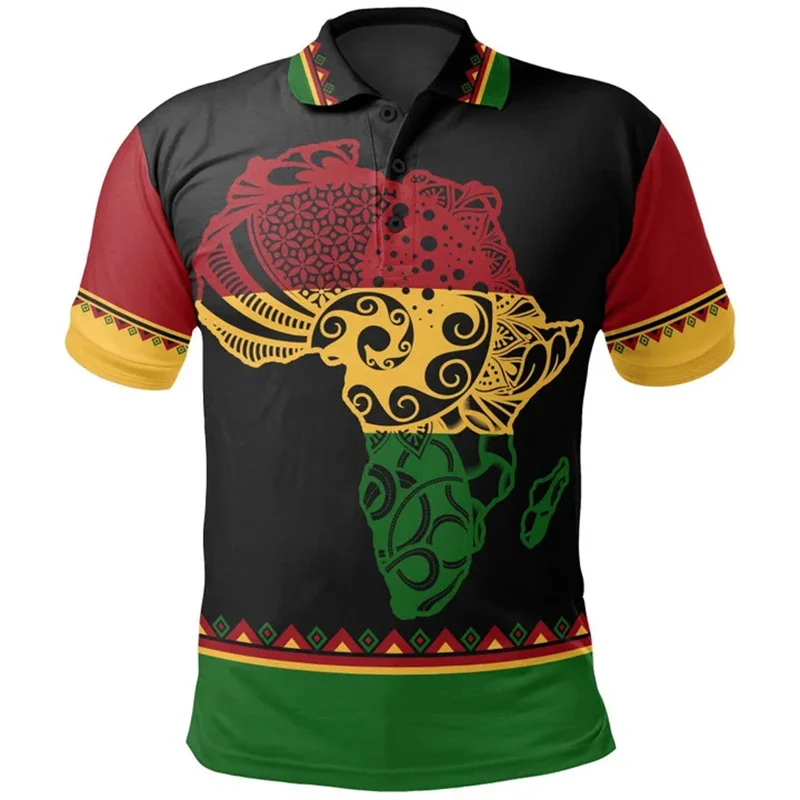 Ethiopia Vlag Kleur Met Aztec Patroon Poloshirt Heren Nationale Embleem Sport Jersey Casual Heren Poloshirts Revers Knoop Tops