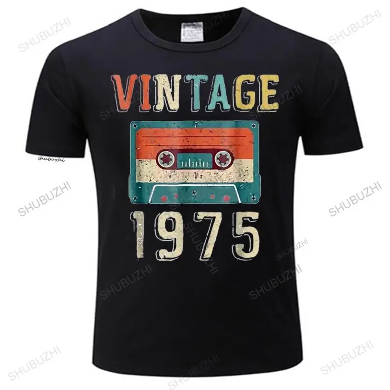 47Rd Birthday Gift Vintage 1975 47 Years Old Mixtape Tshirt Design T Shirt Men\'S High Quality male black t-shirt cotton teeshirt