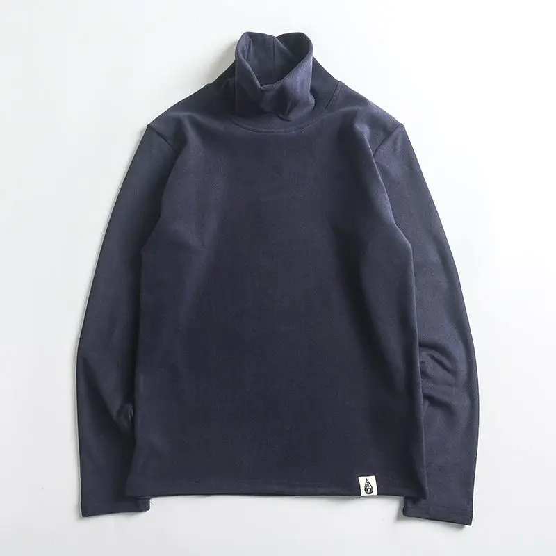 تي شيرت ناعم من Thiened Nano ذو ياقة عالية مخملي على الوجهين بقصة ضيقة وقاعدة ألوان كلاسيكية irt رقعة الكوع للرجال محبوكة... #5