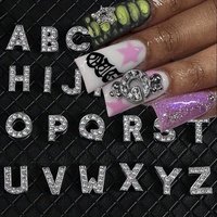 26Pcs/lot Nail Art Letters 3D Letter Nail Charms Luxury Alloy Alphabet Rhinestones Nail Art Acrylic Tips Decoration Accessories