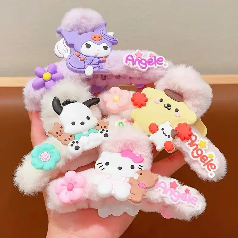 New Cartoon Sanrio Hello Kitty Claw Clip New Large Cartoon Shark Clip Laurel Dog Fluffy Hair Clip Girl Cute Accessories Gift Toy