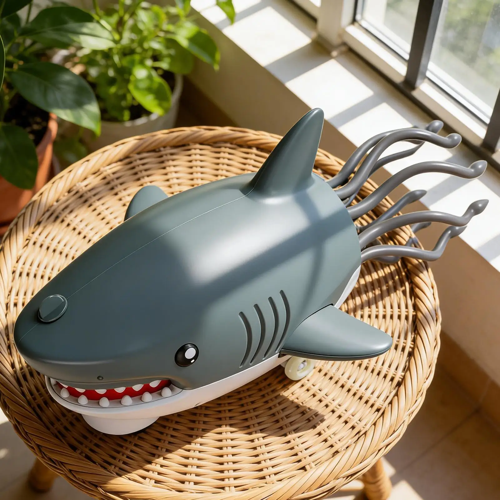 Musical Shark Toy Light-Up Spray -Proof Doll Animal Soother Toy For Family Kids Boy Party Indoor Kindergarten Home Birthday