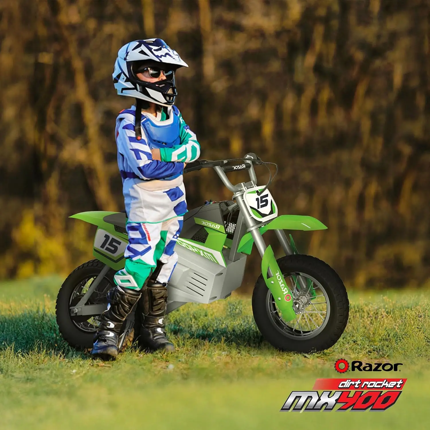 Razor MX400 Dirt Rocket Electric Bike for Kids Ages 8+, 140 Pounds Max Weight, Green – 24-Volt Battery, up to 14, Customized image 4