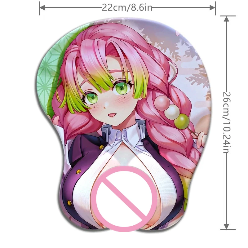 Blister Packed Kanroji Mitsuri  Oppai Mouse Pad Anime Desk Mat Gamer Gaming MousePad with Wrist Rest