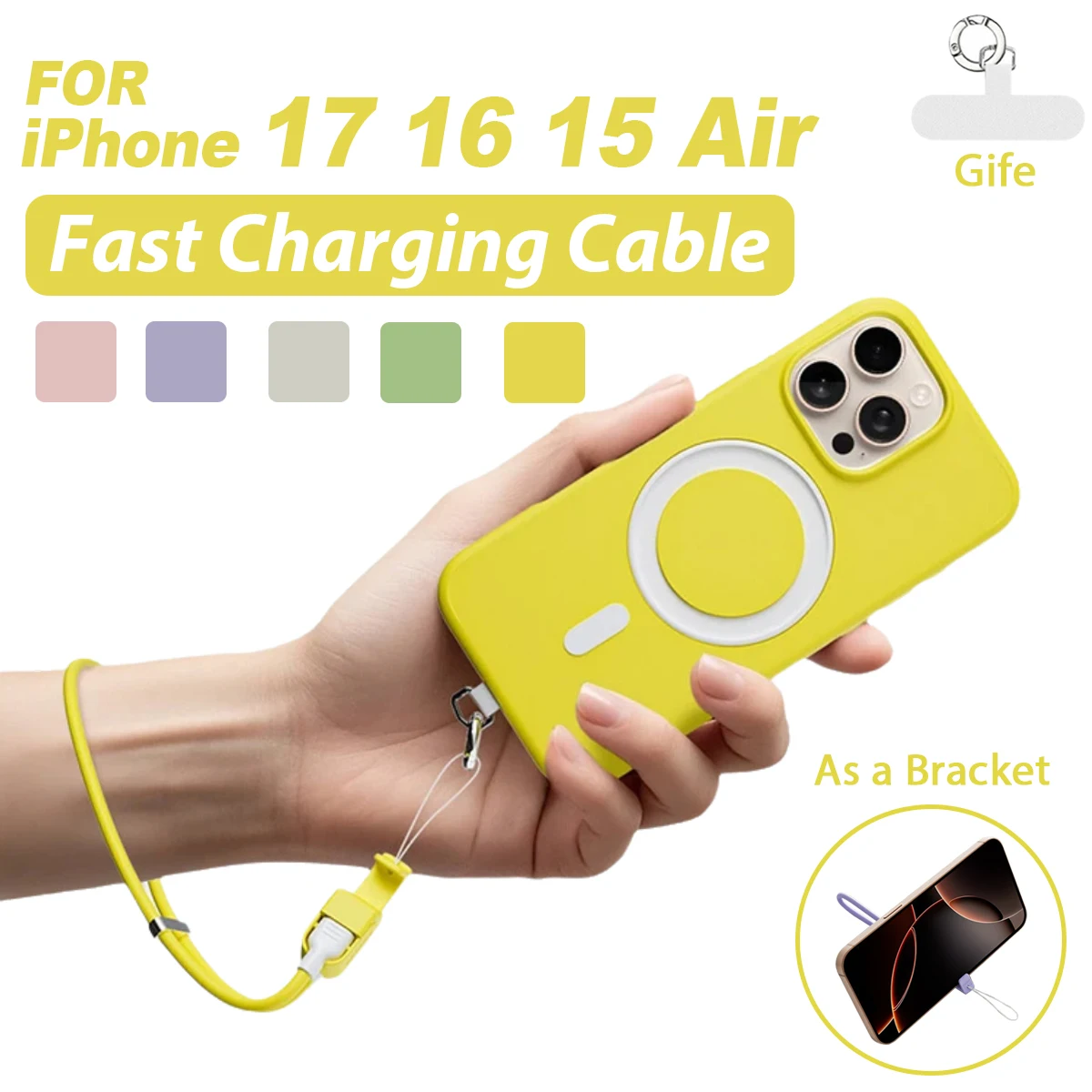 

USB Type C Cable For iPhone 17 16 15 Pro Max Air Xiaomi Fast Charging line Charger Data Cord For Samsung iPad Poco Phone Holder