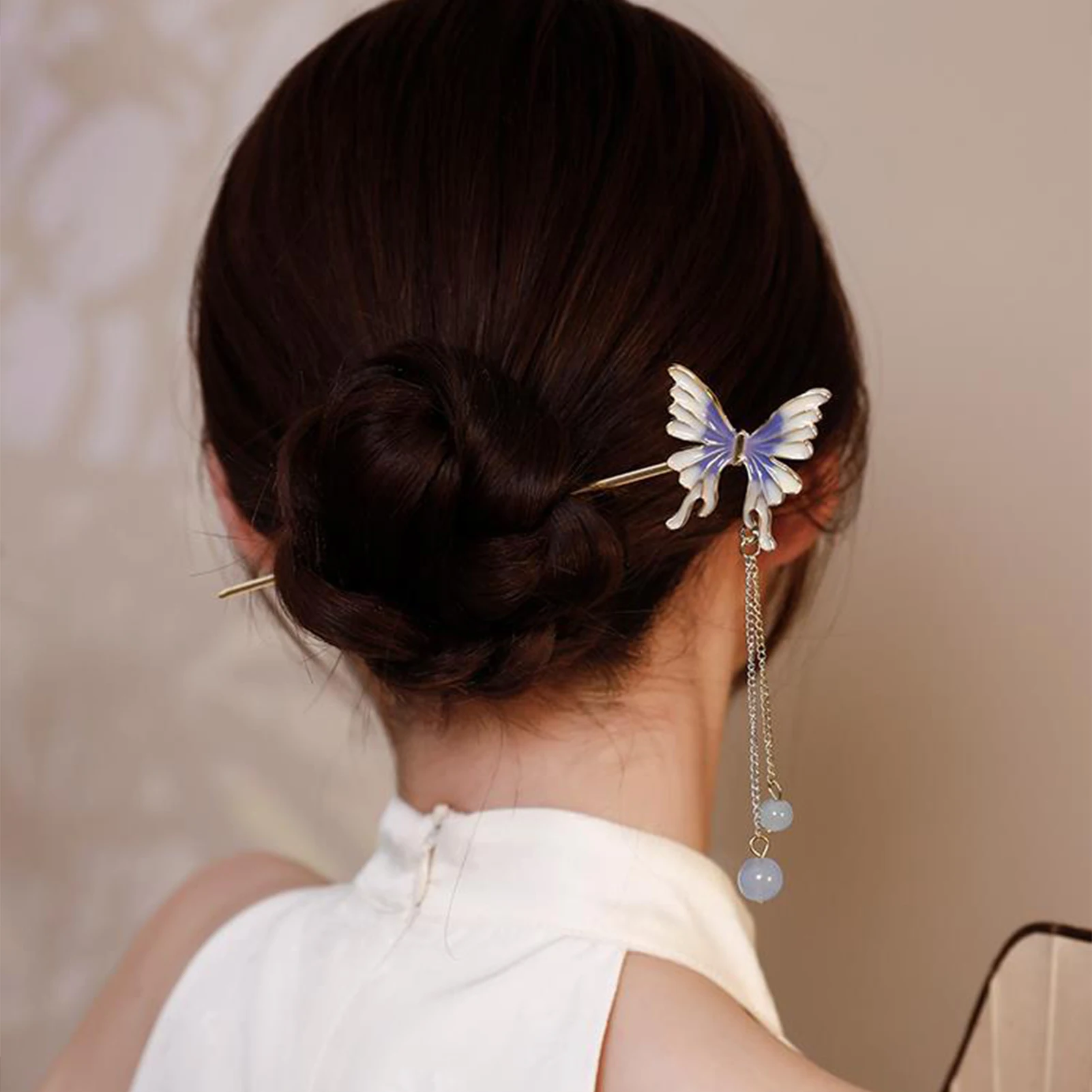 

Flower Butterfly Hair Stick For Women Girls Tassel Hair Clip Hairpin Metal Hair Sticks for Girls Hair Styling Accessories