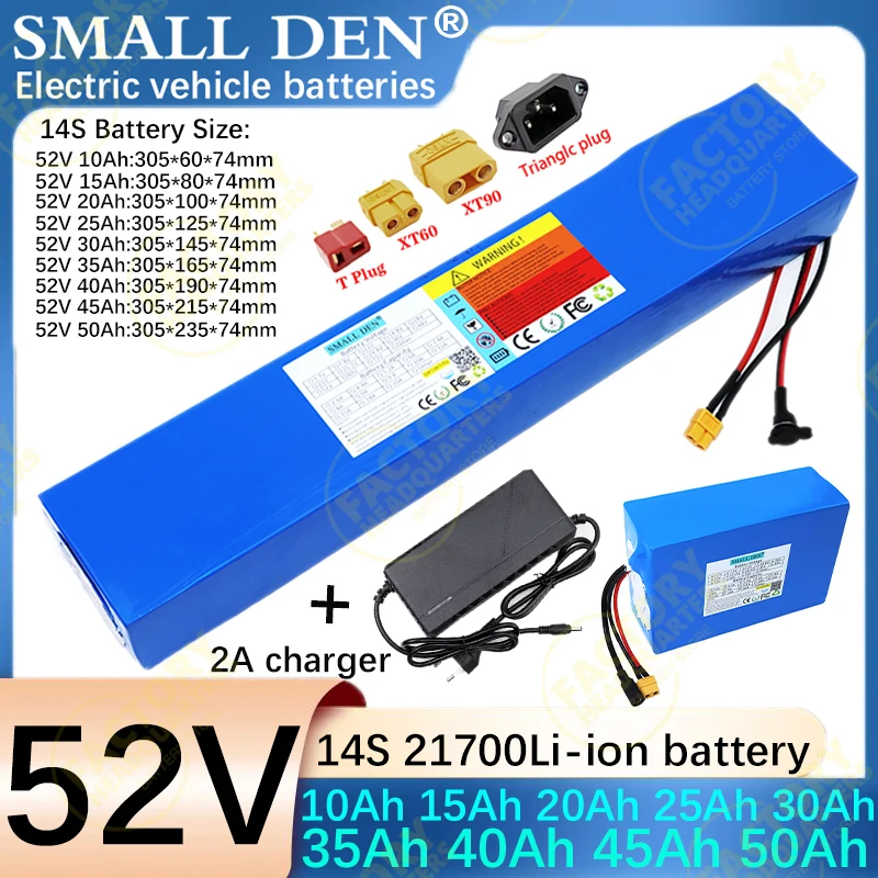 

52V 30Ah 20Ah 10Ah 15Ah 25Ah 35Ah 40Ah 45Ah 50Ah21700lithium battery pack 14S2P-10P 0-2000W high-power battery with BMS+2charger