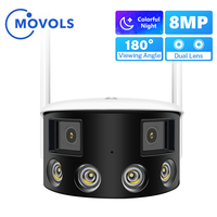 Movols 8MP Dual Lens Security Camera 180° Ultra Wide View Angle CCTV IP Camera Outdoor AI Human Detection Surveillance Camera