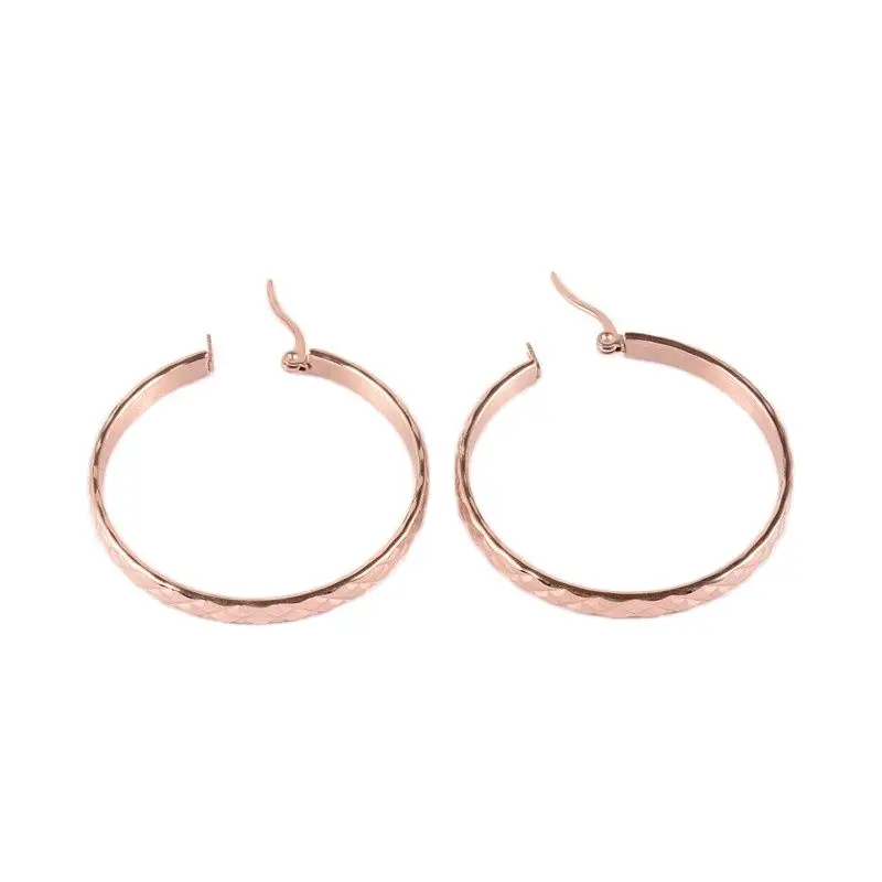 Kissitty 1 Pair Rose Gold Color Stainless Steel Hoop Earrings For Women Hypoallergenic Earrings Jewelry Findings Gift