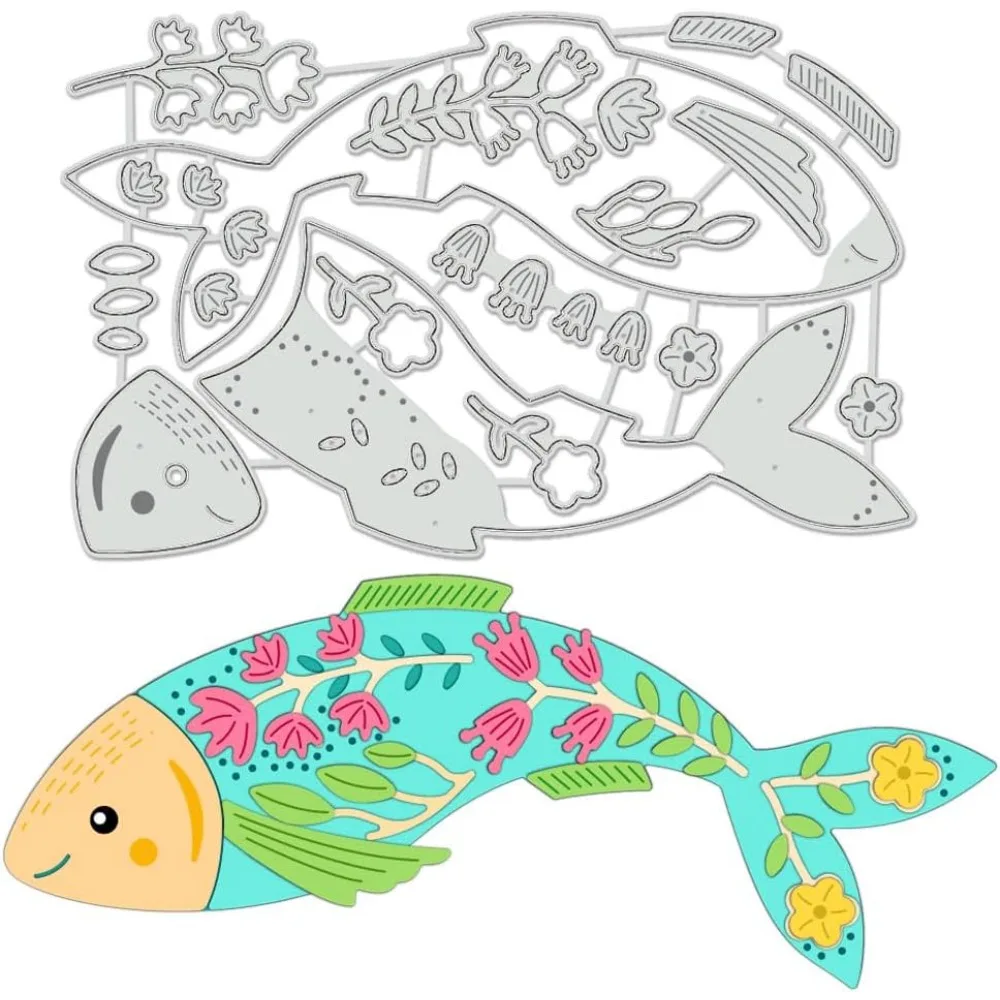 Schneideformen aus Kohlenstoffstahl, Schablonen für DIY-Scrapbooking, Fotoalbum, dekorative Prägung, Papierkarte, Grußkartenform, Fisch