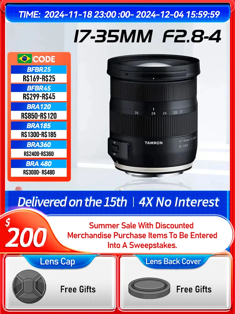 Tamron 17-35mm F2.8-4 Di OSD Full Frame Zoom Wide Angle Digital SLR Camera Lens for Nikon D780 Canon 6D II 5D IV 17 35 2.8（Used）