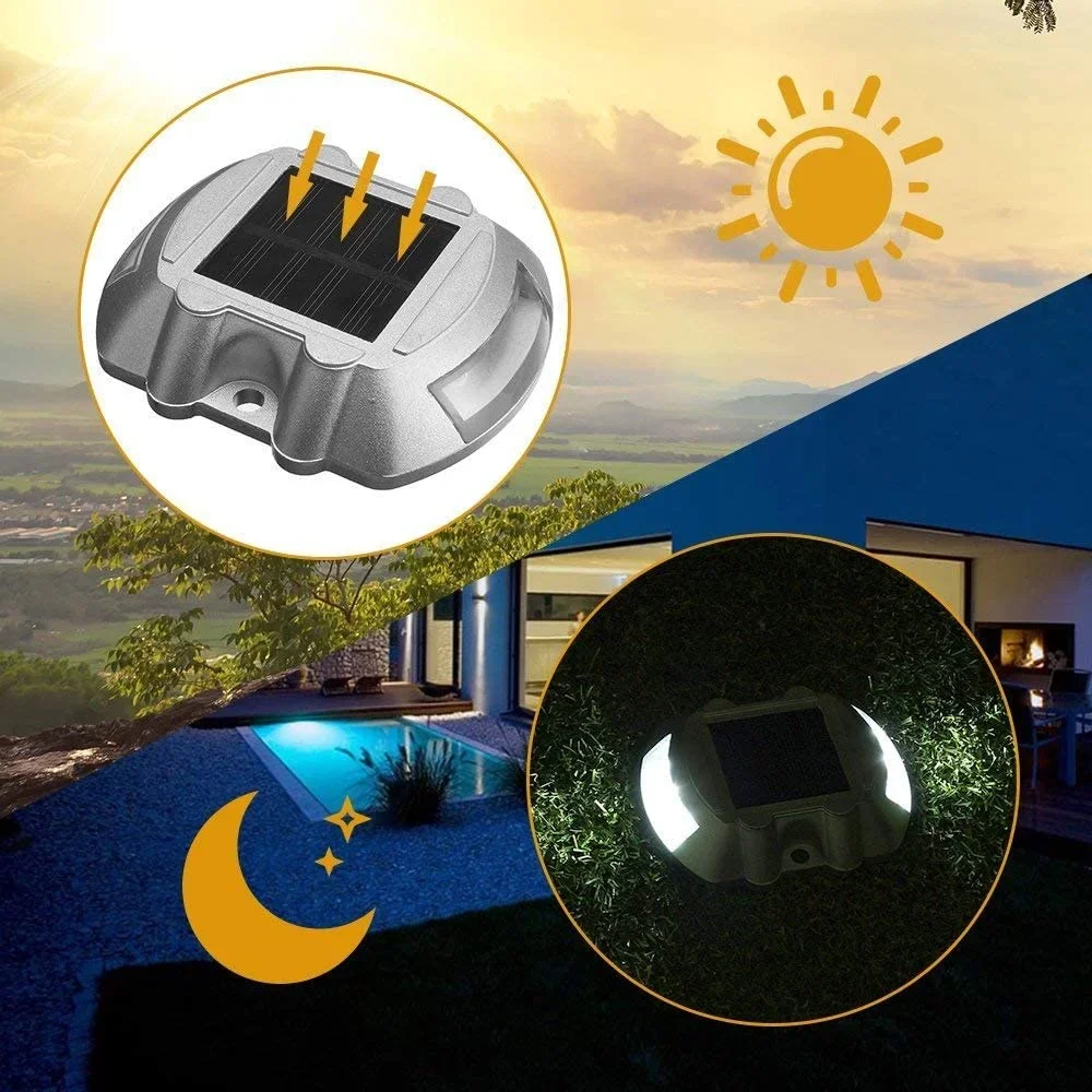 Solar Road Stud Light Ip68 Led Ground Warning Lamp Horseshoe Shape Reflective Pavement Marker For Parking Lot Driveway Crosswalk