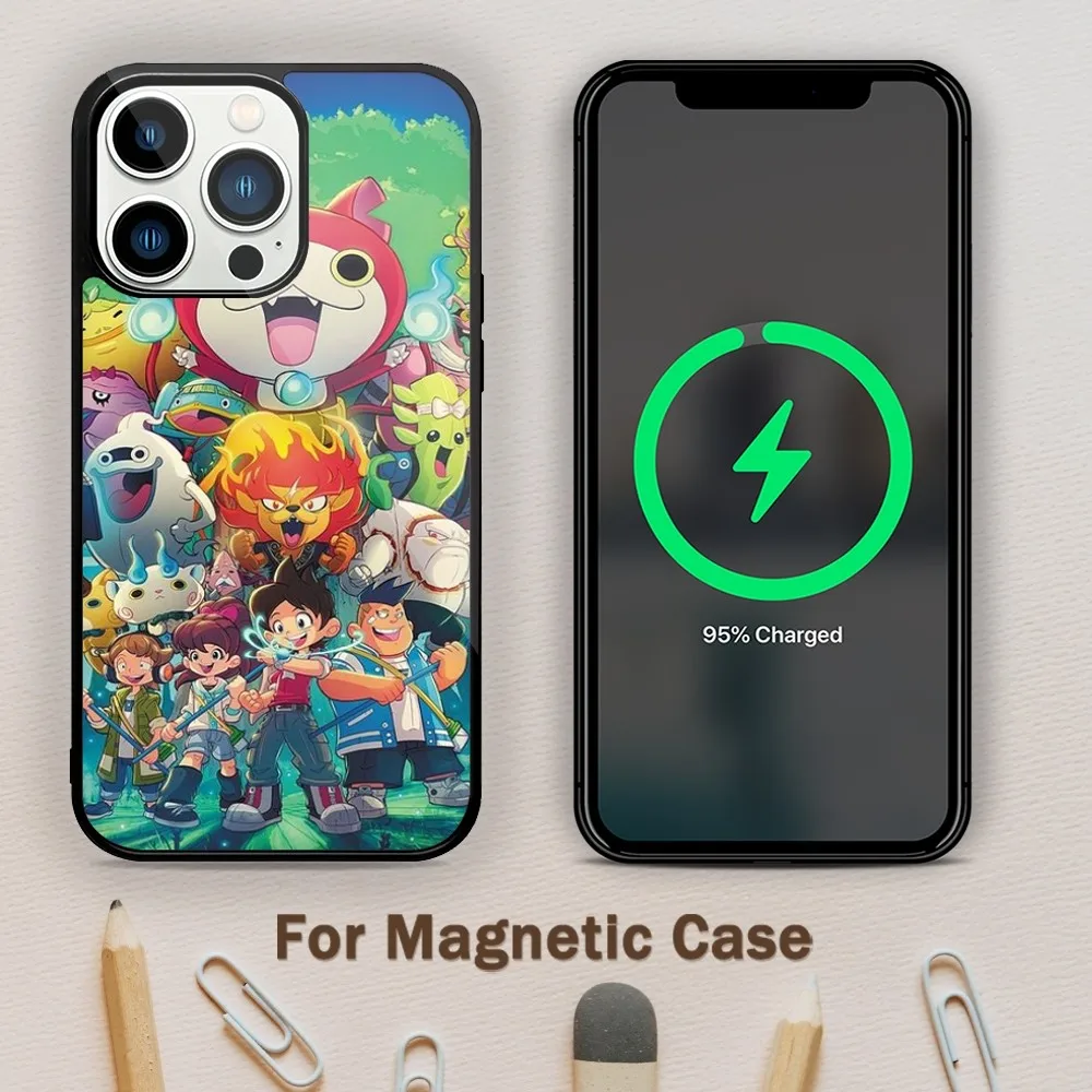 Yo-kai Watch Anime Phone Case For Magnetic Attraction iPhone 11 12 13 14 15 Mini Pro XS Max X S Plus XR Shell